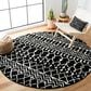 Safavieh Tulum TUL270 6"7" Round Black and Ivory Area Rug, , large
