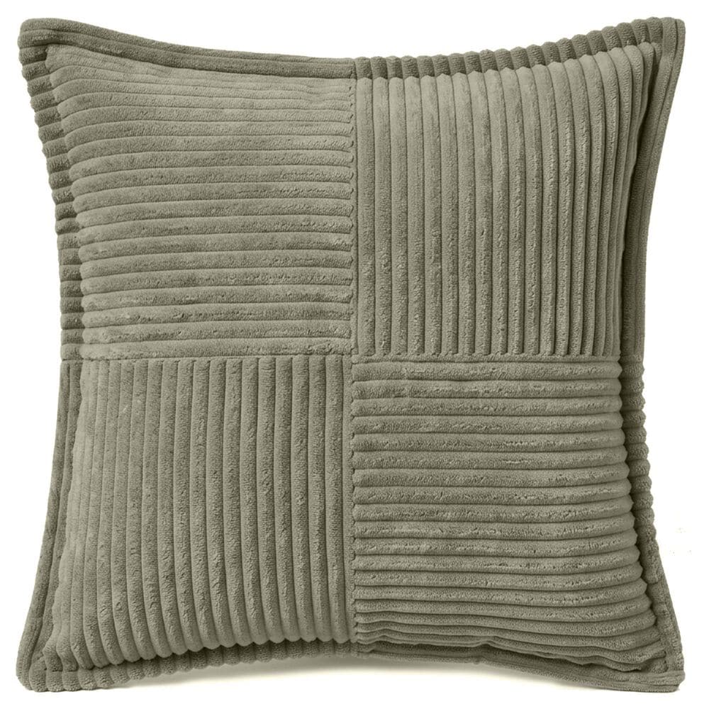 Chanasaya 20" Square Textured Patchwork Throw Pillow in Green, , large