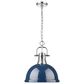 Golden Lighting Duncan 1-Light Pendant with Chain and Matte Navy Shade in Chrome, , large