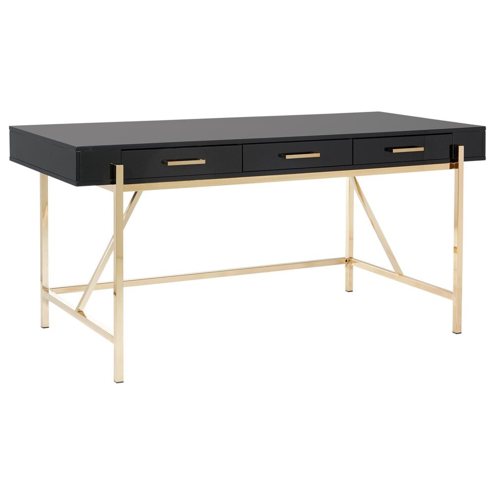 Valor Living Broadway Writing Desk in Black and Gold, , large