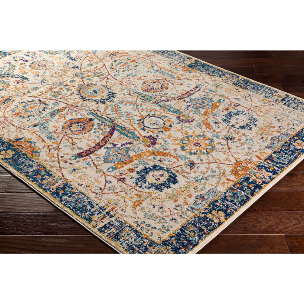 37B Harput Navy, Burnt Orange, Mustard, Teal, Medium Gray, Burgandy and Light Beige 3&#39;11&quot; x 5&#39;7&quot; Area Rug, , large
