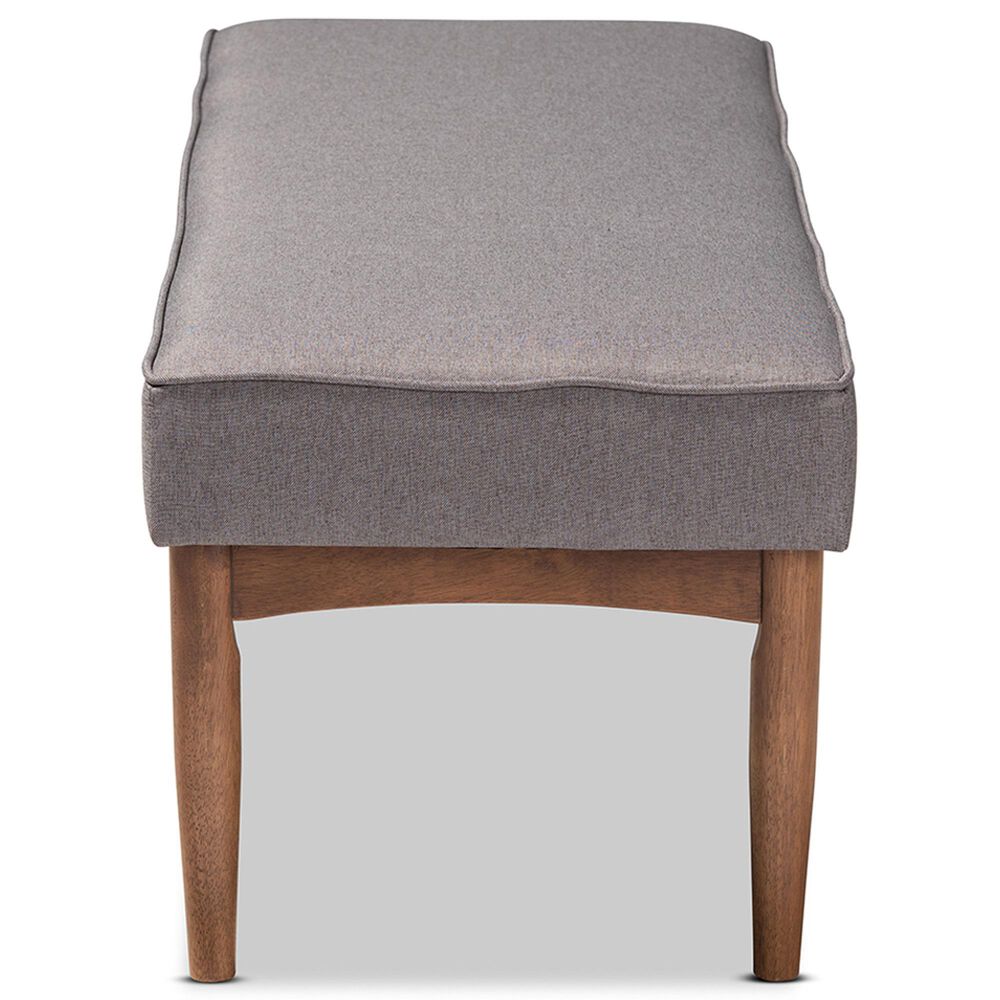 Baxton Studio Arvid Dining Bench with Gray Cushion in Walnut Brown, , large