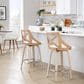 LumiSource Charlotte Swivel Counter Stool with White Faux Leather Upholstery in Whitewashed and Chrome (Set of 2), , large