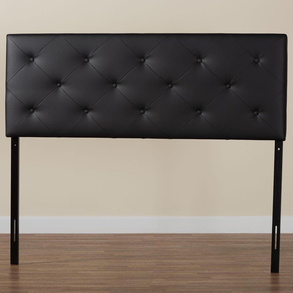 Baxton Studio Baltimore Queen Upholstered Panel Headboard in Black, , large