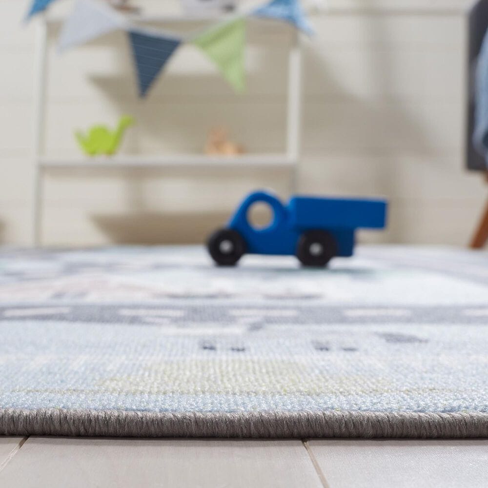 Safavieh Kids Playhouse KPH232M 6'7" x 9' Blue and Dark Grey Rug, , large
