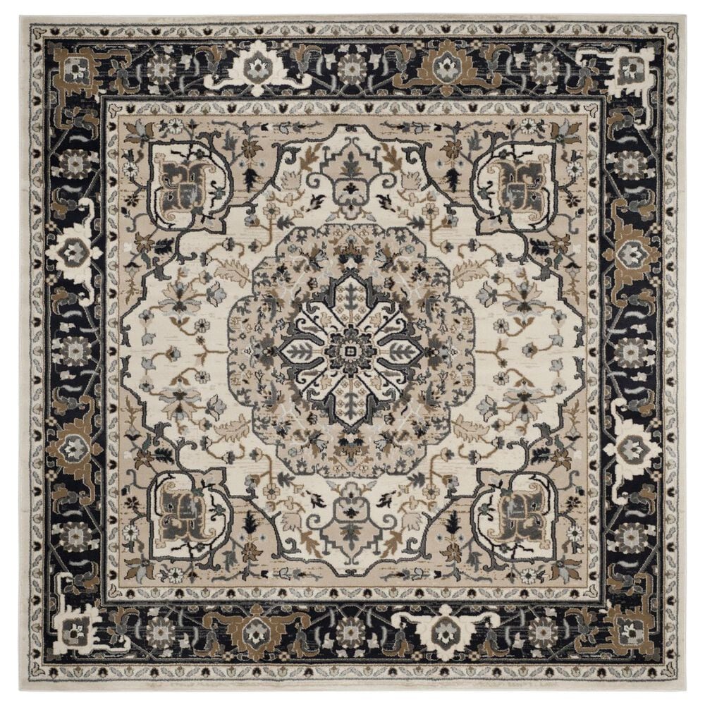 Safavieh Lyndhurst LNH334 7" Square Cream and Navy Area Rug, , large