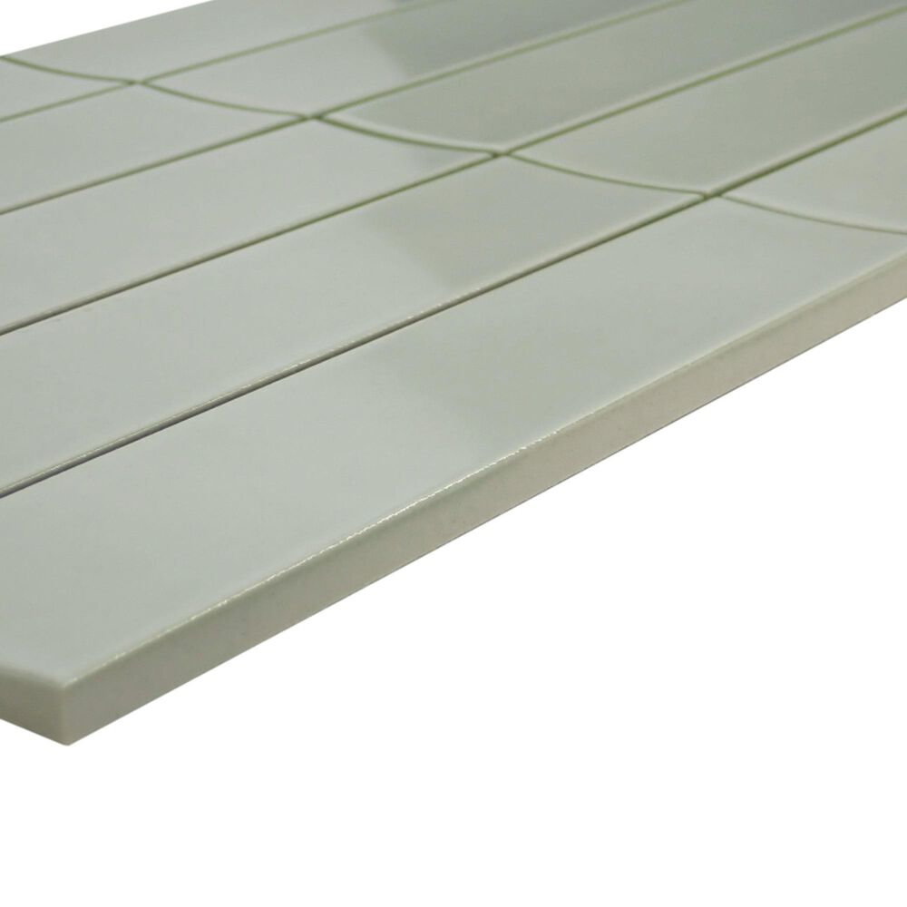 Emser Kaizen Sage 2" x 8" Rectangle on 9" x 15" Satin Porcelain Mosaic Sheet, , large