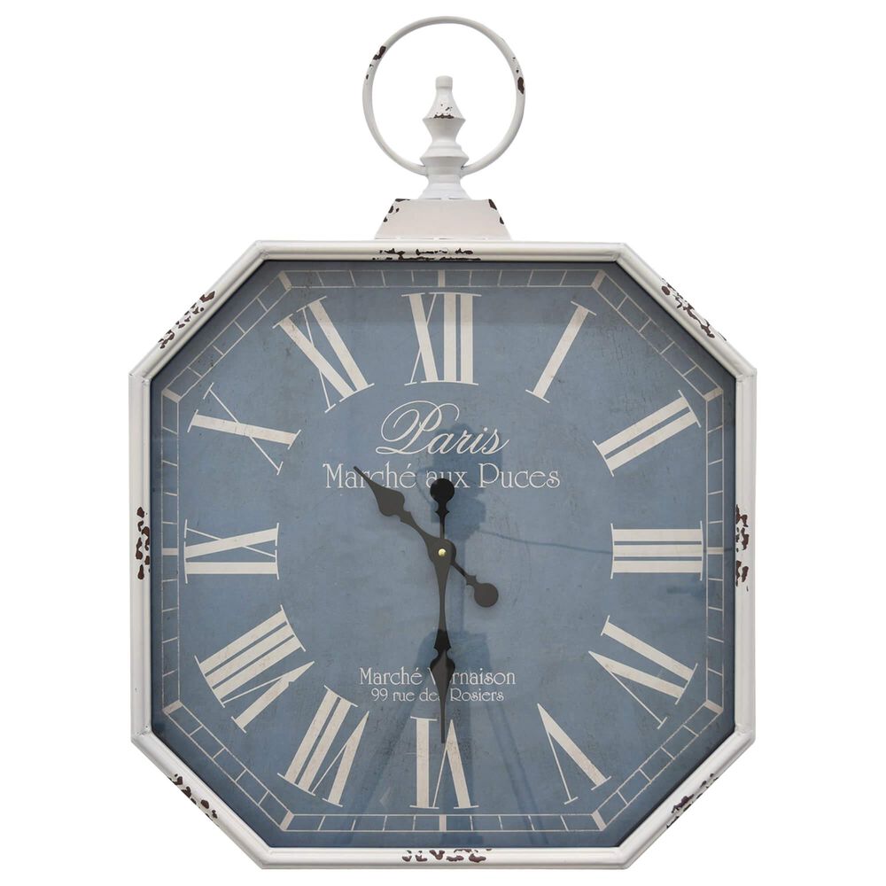 Three Hands 23" Metal Wall Clock in White, , large