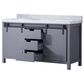 Lexora Home Marsyas 60" Double Bathroom Vanity in Dark Grey with White Carrara Marble Top and Rectangular Sinks, , large