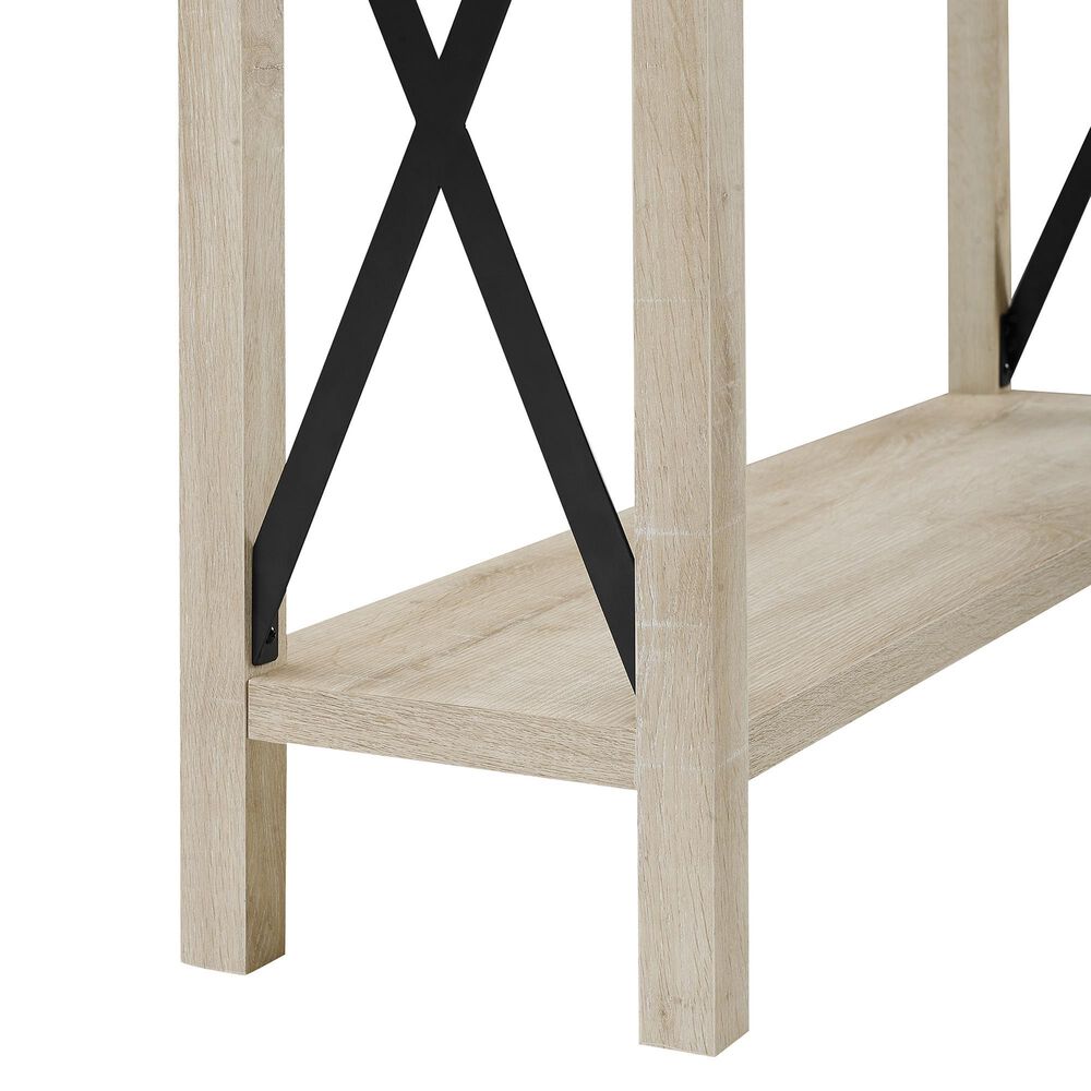 Walker Edison Metal X Entryway Table in White Oak, , large