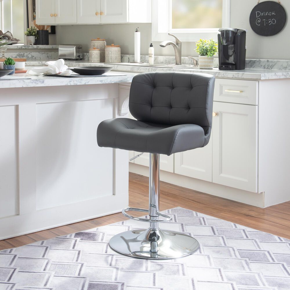 Linon Home Decor Bohen Swivel Bar Stool in Polished Chrome, , large