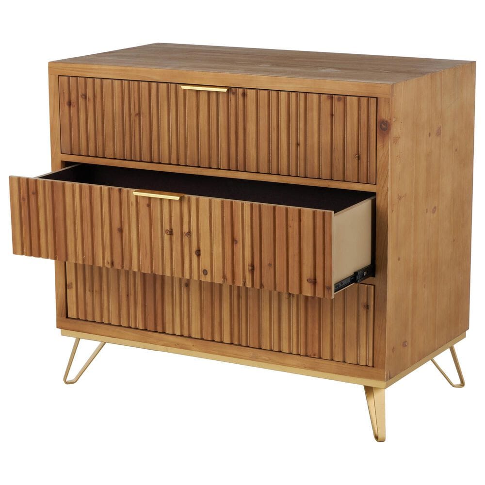 Maple and Jade 3-Drawer Room Chest in Matte Brown and Gold, , large