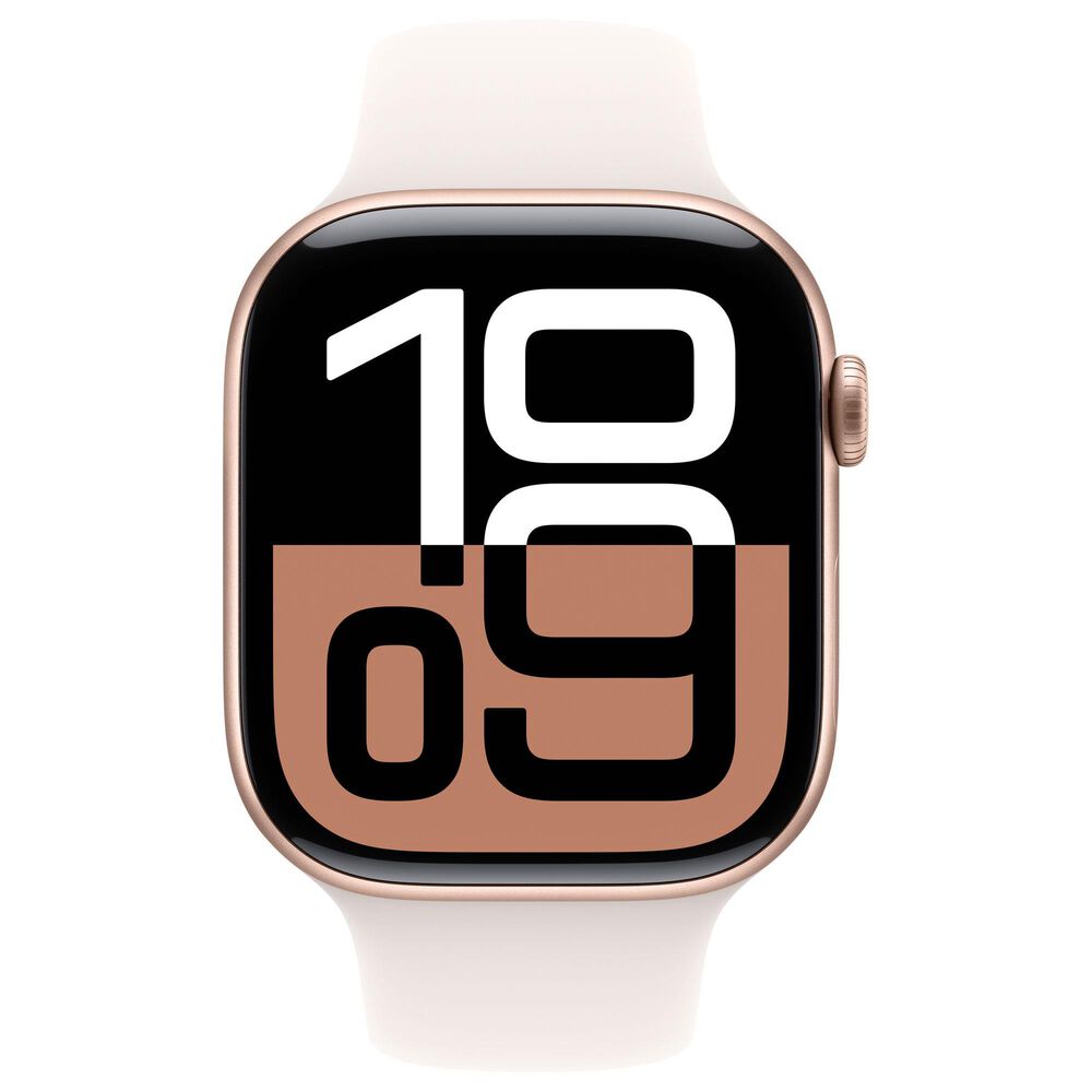 Apple Watch Series 10 GPS 46mm Rose Gold Aluminum Case with Light Blush Sport Band - M/L, , large