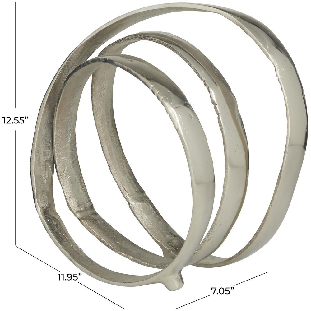 Maple and Jade Abstract Looped Decorative Sculpture in Satin Silver, , large