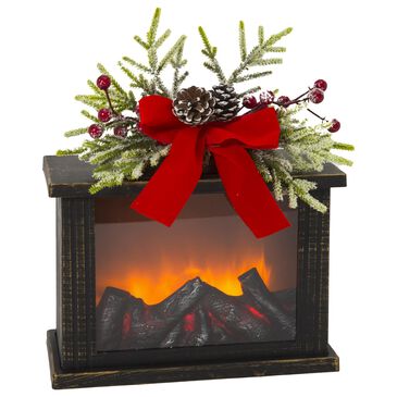 The Gerson Company 10.8" Lantern with Floral Accent in Brown, , large
