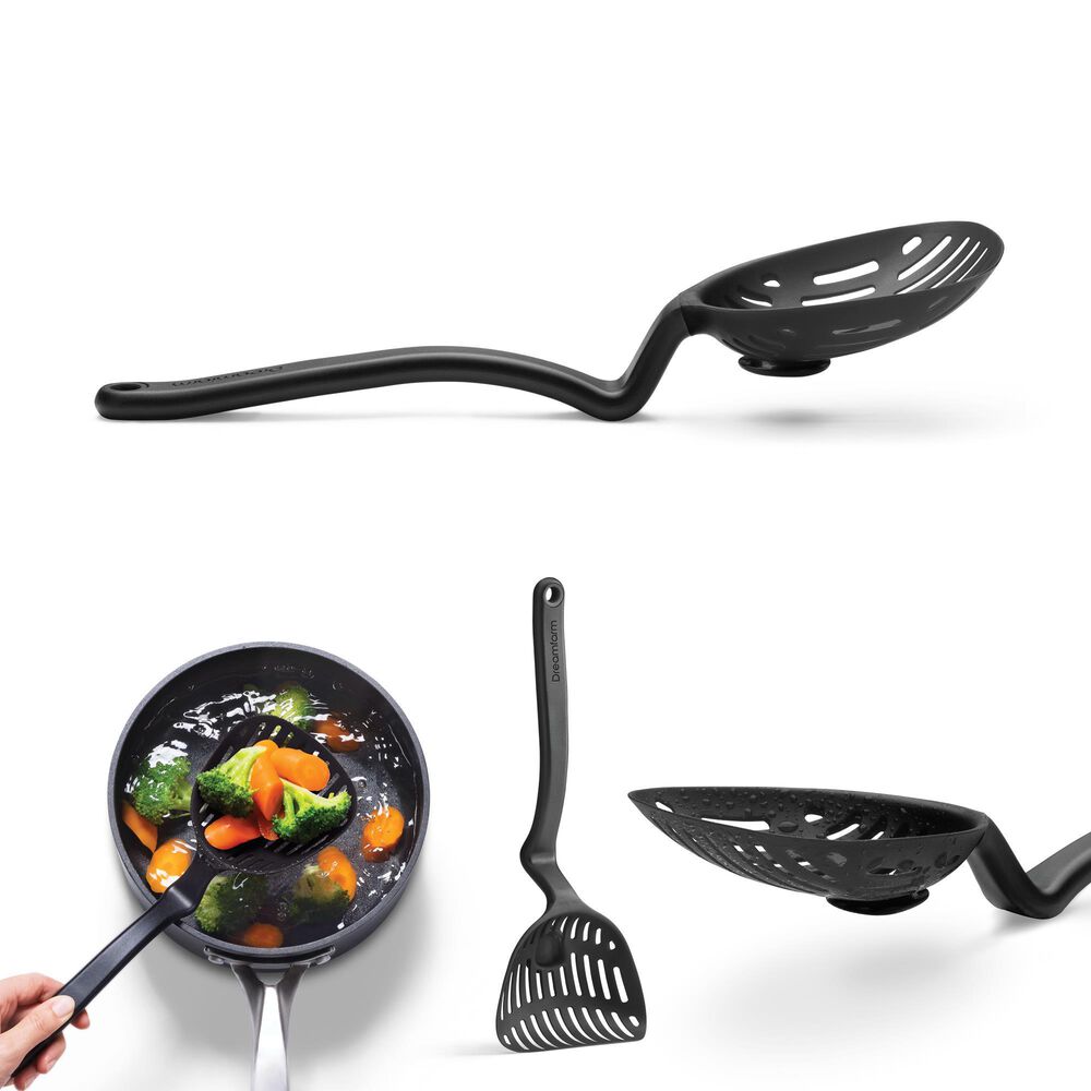 Dreamfarm Big Lestrain Scoop Strainer in Black, , large