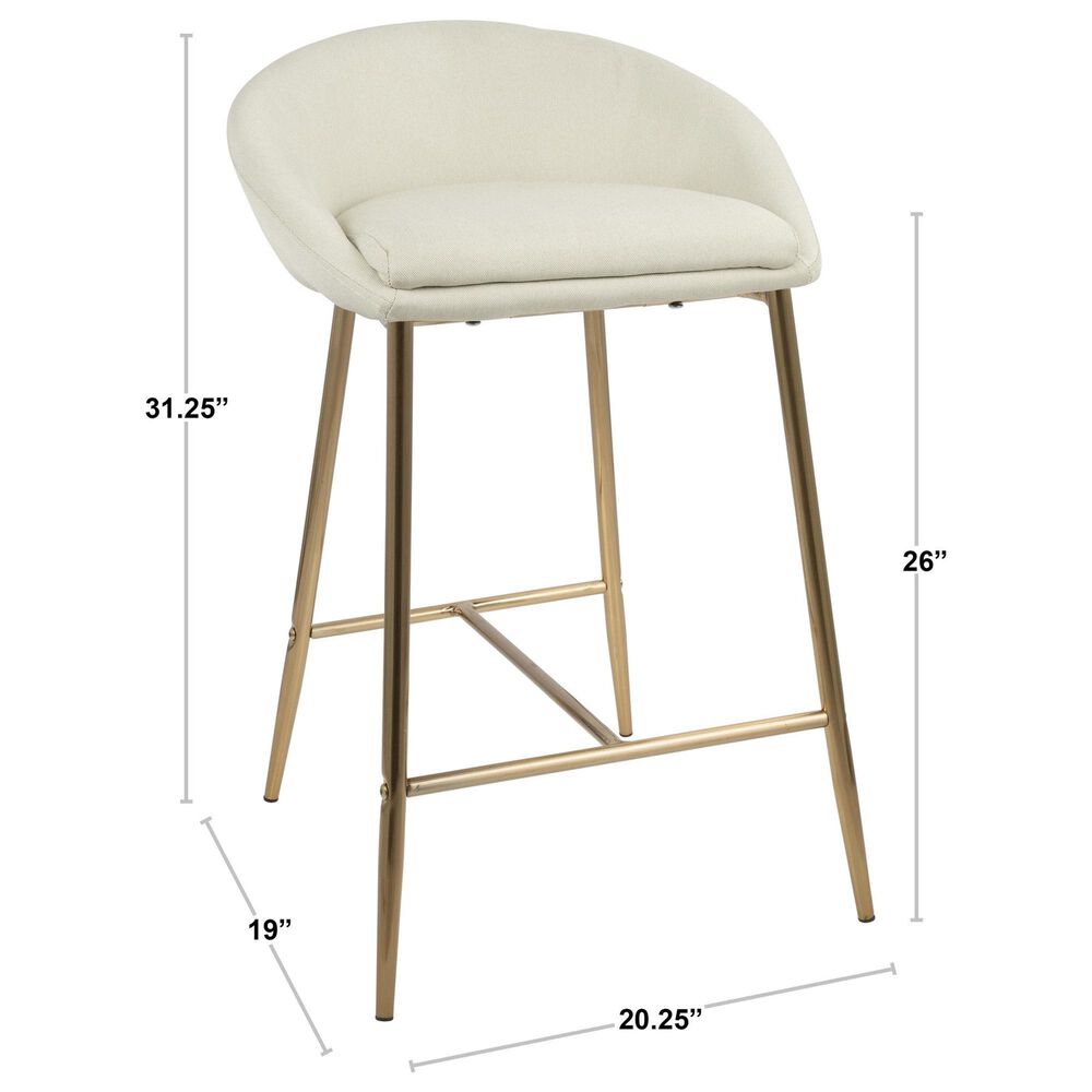 Lumisource Matisse Counter Stool with Cream Cushion in Gold &#40;Set of 2&#41;, , large