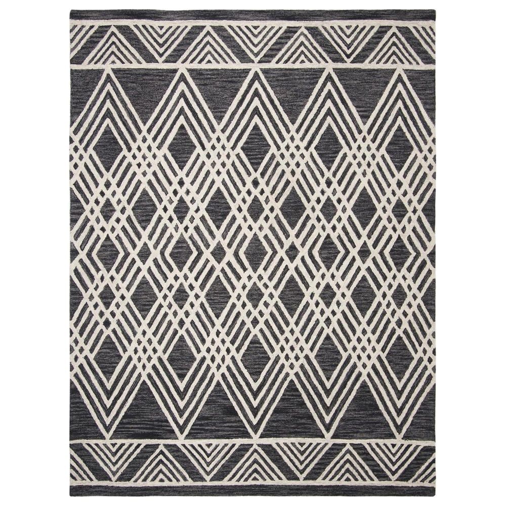 Safavieh Micro-Loop MLP155H 8" x 10" Charcoal and Ivory Area Rug, , large
