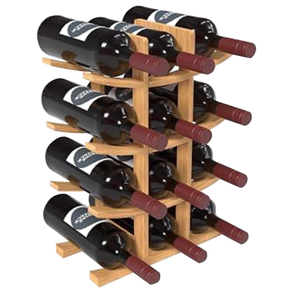 HOMLUX Modern Lattice 12-Bottle Bamboo Countertop Wine Rack in Brown, , large