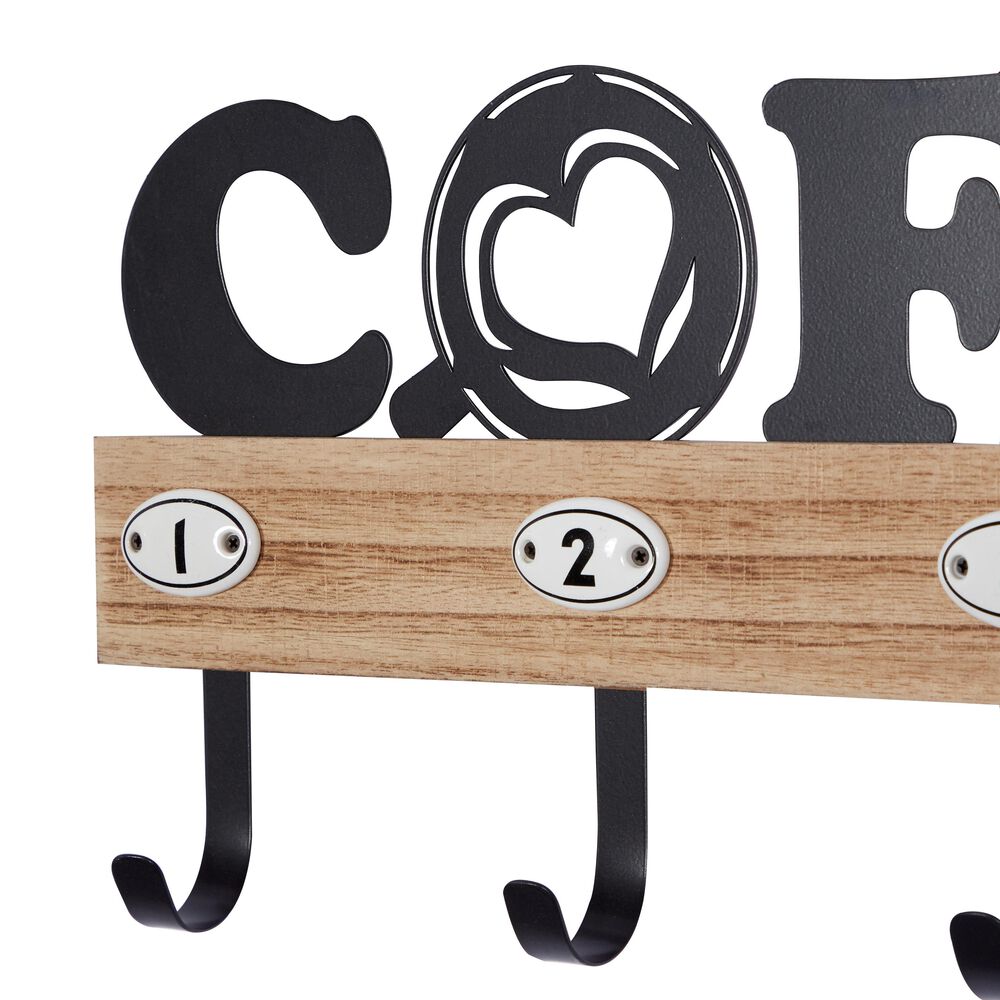 Maple and Jade Farmhouse &quot;Coffee&quot; Wall Hook in Brown, , large