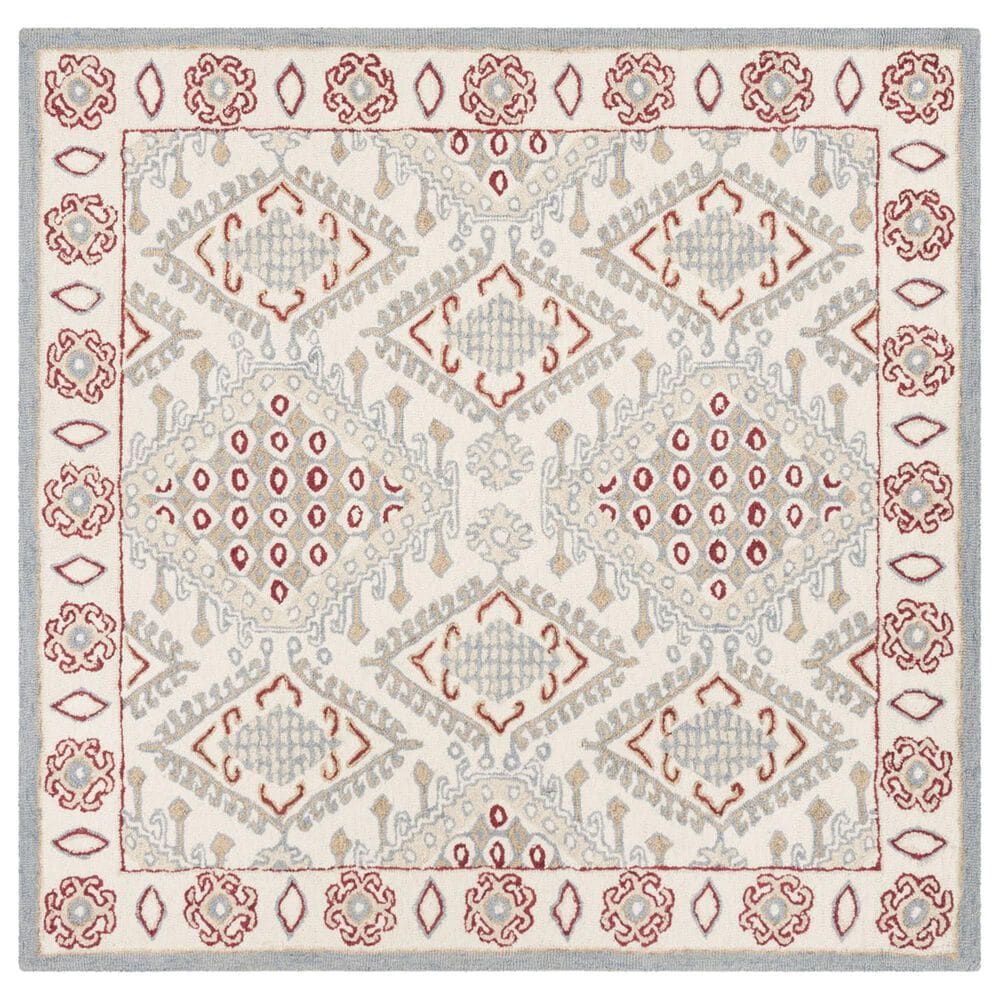 Safavieh Micro-Loop 5" Square Ivory and Red Area Rug, , large