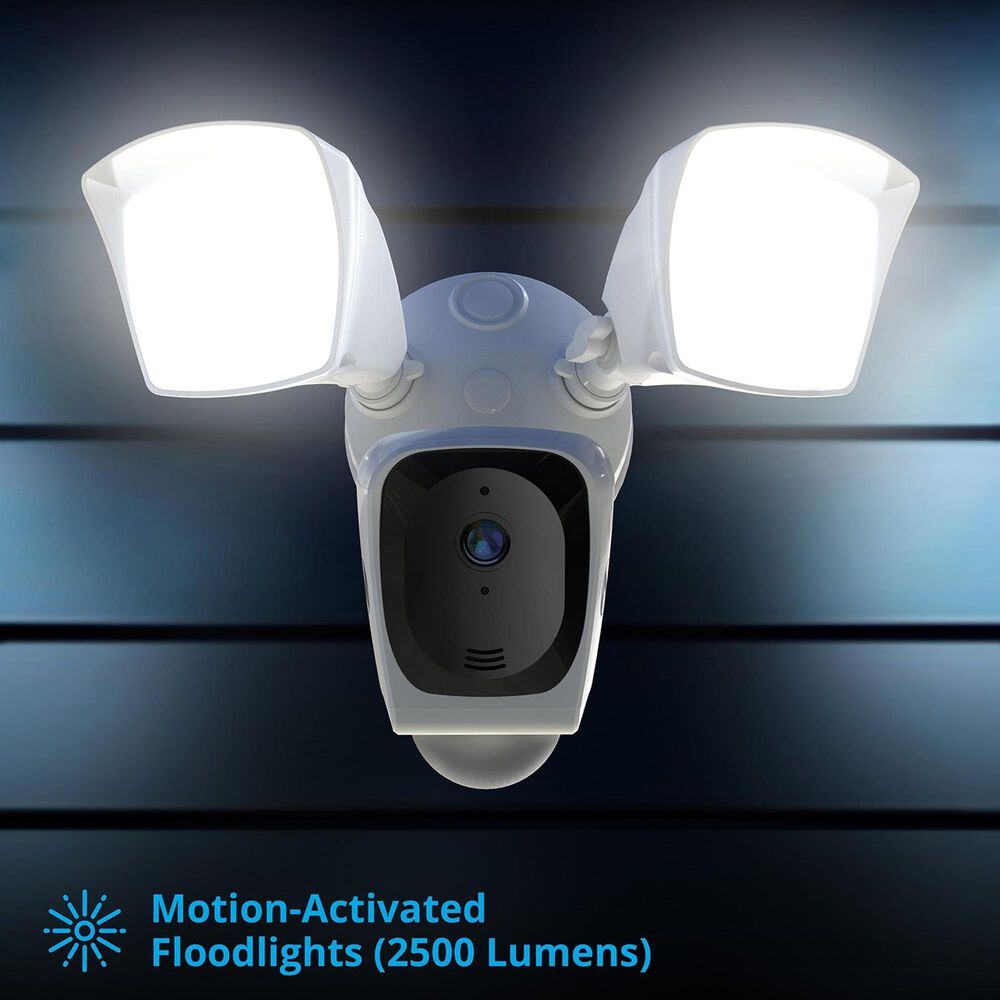 Night Owl Powered Wi-Fi Floodlight Deterrence HD+ Camera with 2-Way Audio - White, , large