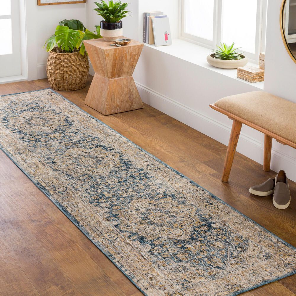 Surya Aspendos 2&#39;7&quot; x 10&#39; Ivory, Tan, Black, Light Gray and Deep Teal Runner, , large