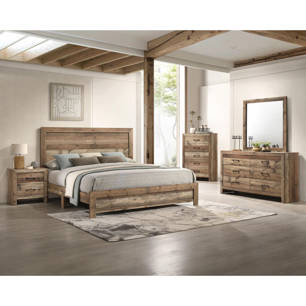 Crown Mark Elmer King Panel Bed in Rustic Brown, , large