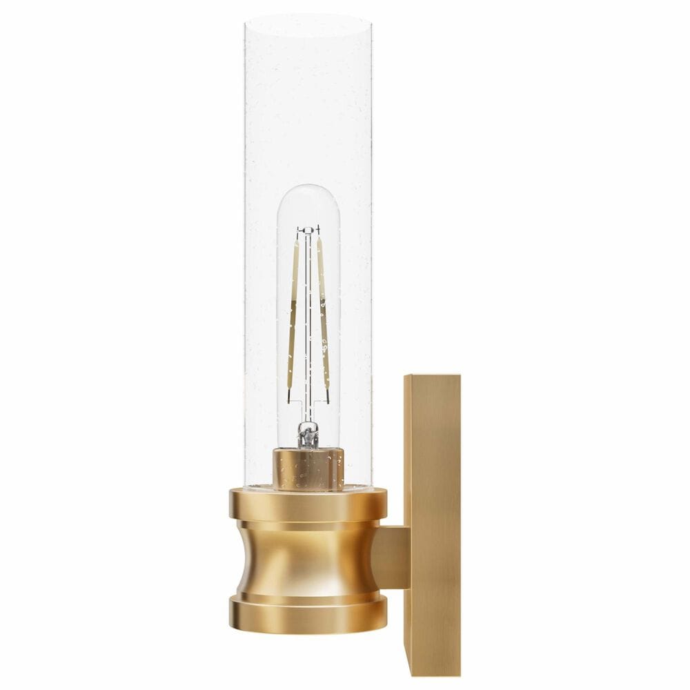 Hunter Lenlock 1-Light Wall Sconce with Seeded Shade in Alturas Gold, , large