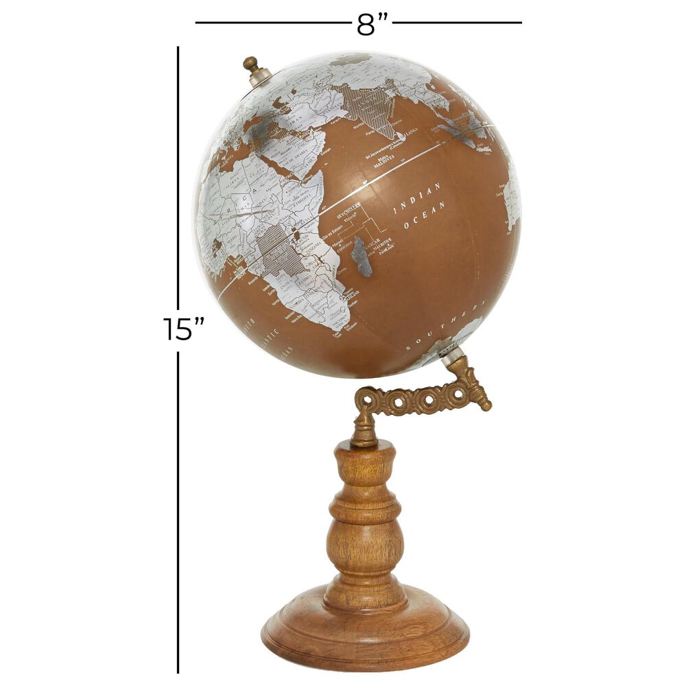 Maple and Jade 8&quot; x 15&quot; Globe in Silver, Copper and Natural Golden Brown, , large