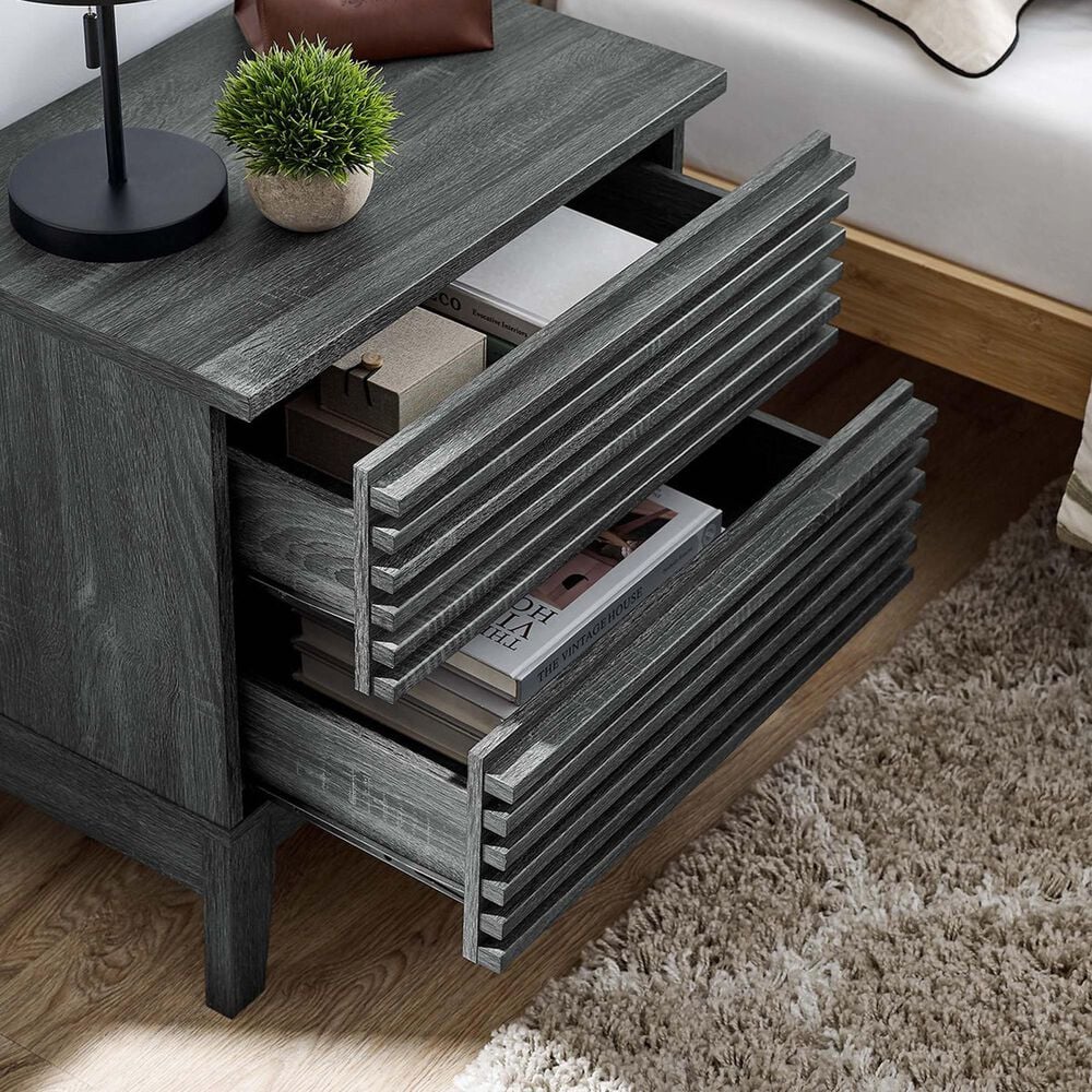 Modway Render 2 Drawer Nightstand in Charcoal, , large