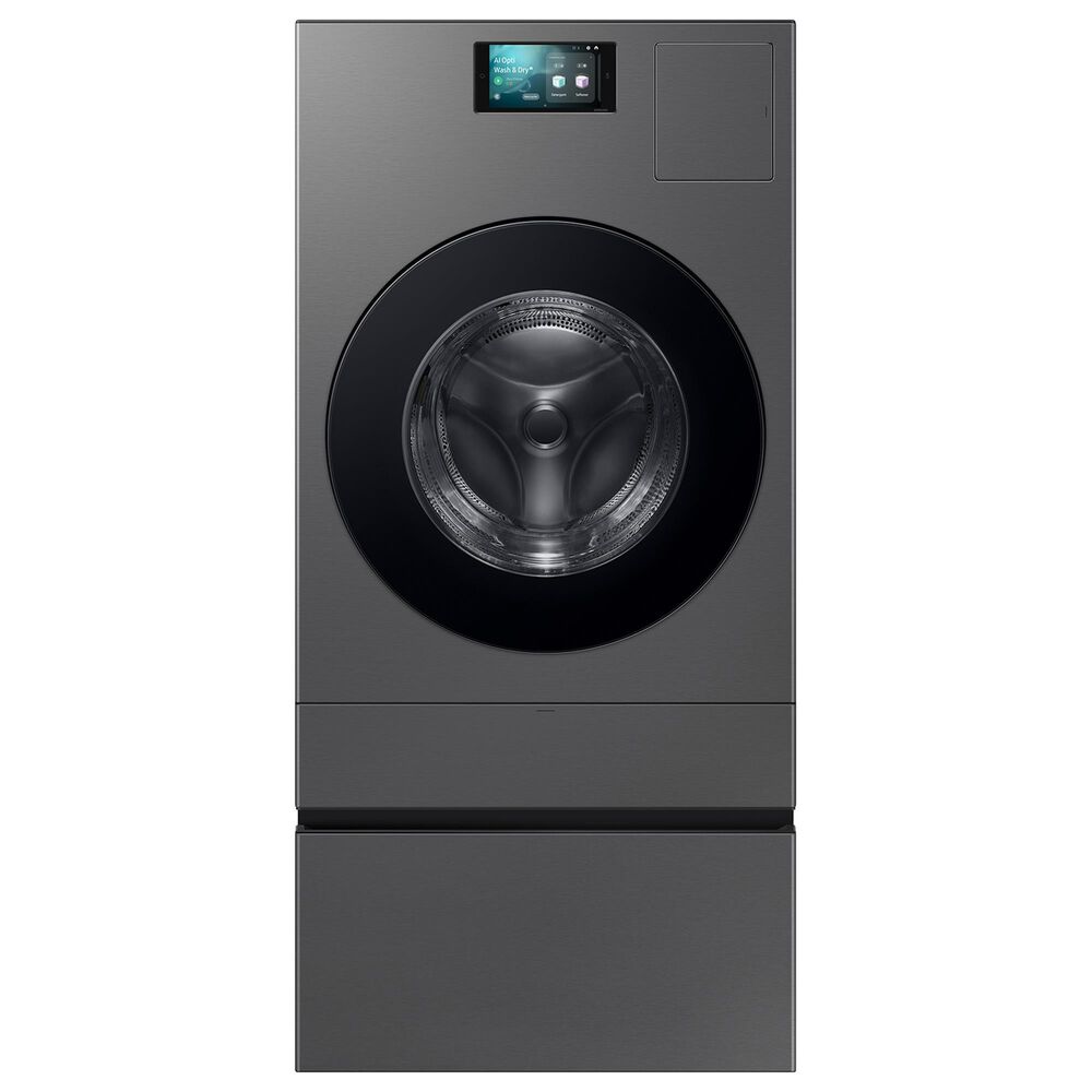 Samsung Bespoke Bespoke 27&quot; AI Laundry Combo Pedestal with Storage Drawer in Dark Steel, , large