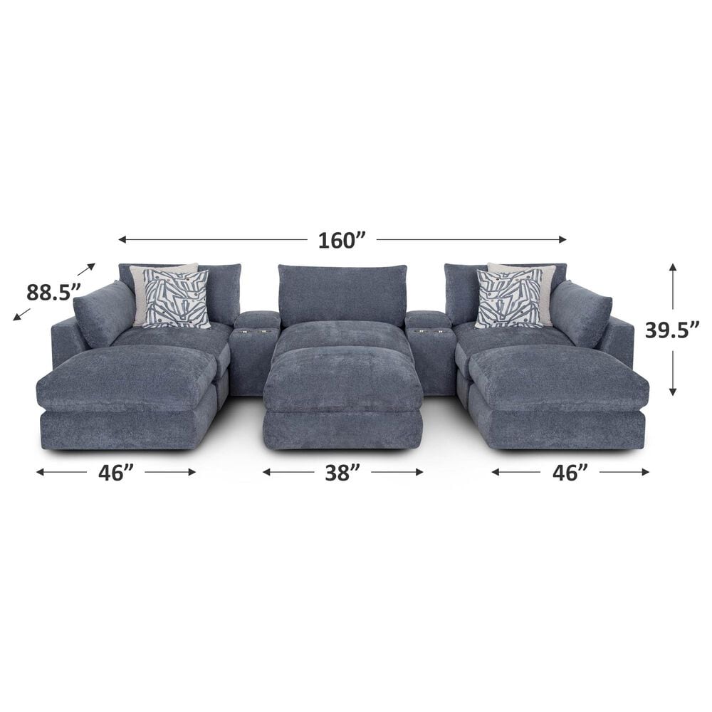 Moore Furniture Julian 8-Piece Stationary Symmetrical Sectional in Linwood Delft, , large