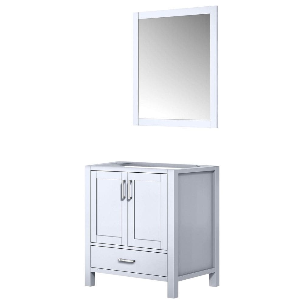 Lexora Home Jacques 30" Single Bathroom Vanity Cabinet Only in White and 28" Mirror, , large