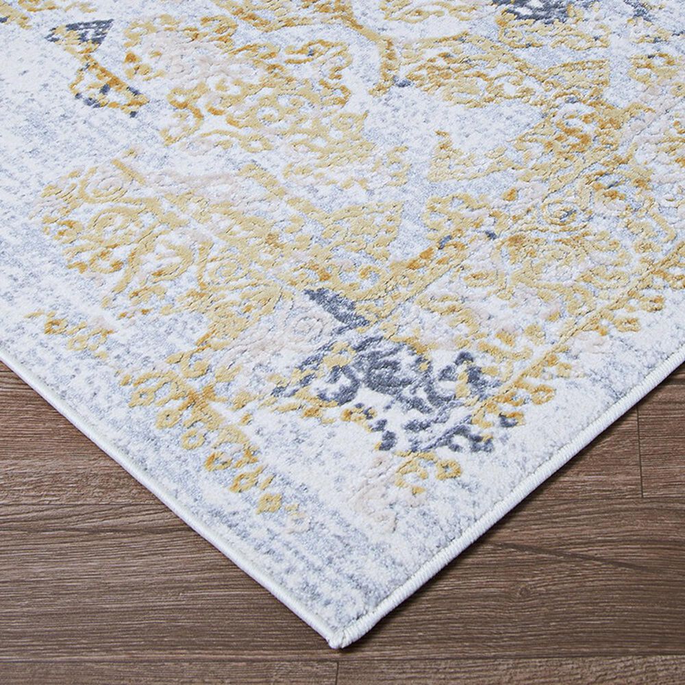 Couristan Calinda Grand Damask 2&#39;3&quot; x 7&#39;6&quot; Gold, Silver and Ivory Runner, , large