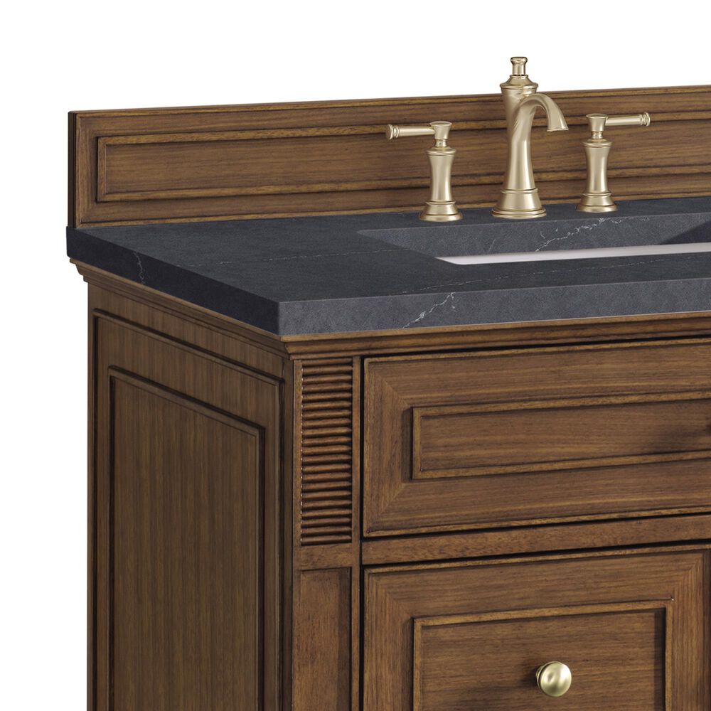James Martin Vanities Lorelai 36&quot; Single Vanity in Mid-Century Walnut with 3 cm Charcoal Soapstone Quartz Top, , large