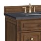 James Martin Vanities Lorelai 36" Single Vanity in Mid-Century Walnut with 3 cm Charcoal Soapstone Quartz Top, , large