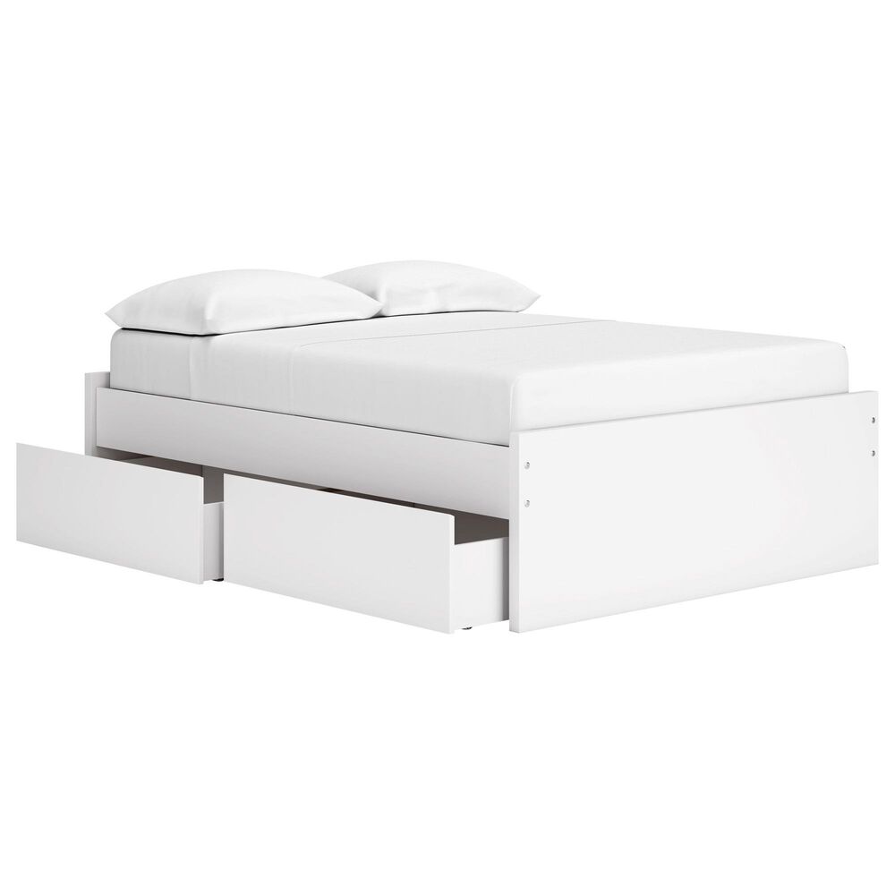 Ashley Onita Full Platform Bed with No Headboard and 2 Side Storage in White, , large
