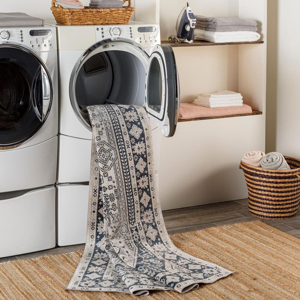 Surya Lavadora 5&#39;3&quot; x 7&#39; Black, Ink Blue, Light Gray, Light Beige and Cream Area Rug, , large