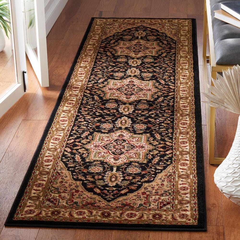 Safavieh Lyndhurst 2&#39;3&quot; x 8&#39; Black and Beige Runner, , large