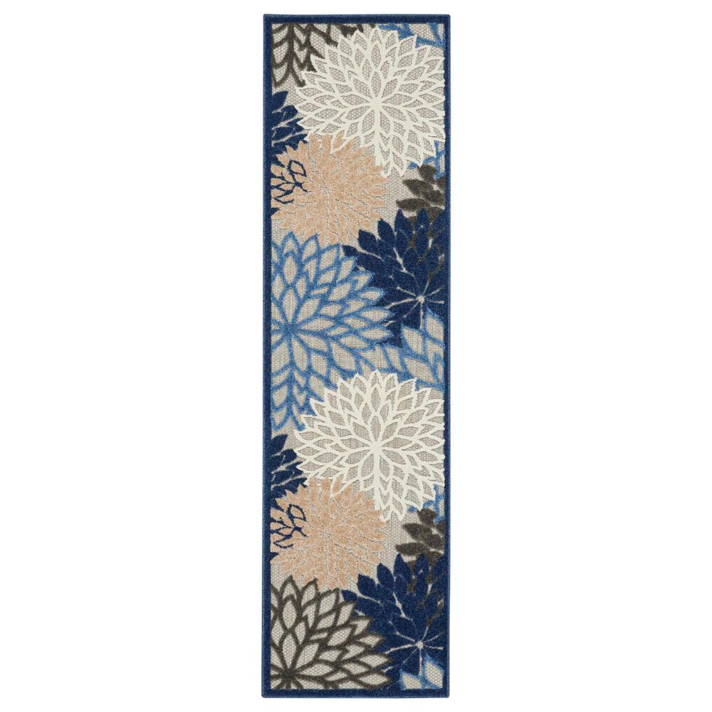 Nourison Aloha ALH05 2" x 6" Blue and Multicolor Indoor/Outdoor Runner, , large