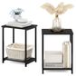 HOMLUX 2-Tier Metal Frame End Table with Open Shelf in Espresso and Black (Set of 2), , large