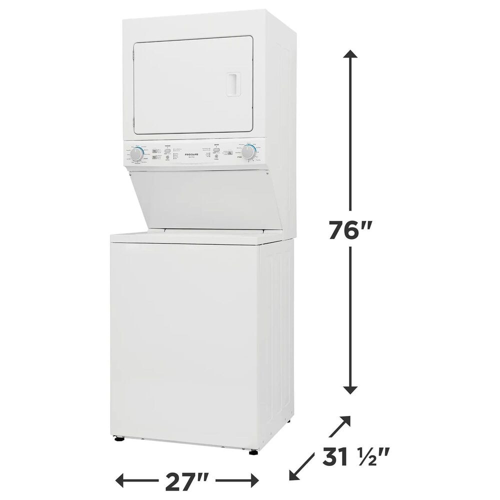 Frigidaire 3.9 Cu Ft Washer and 5.5 Cu Ft Dryer Electric Stacked Laundry in White, , large