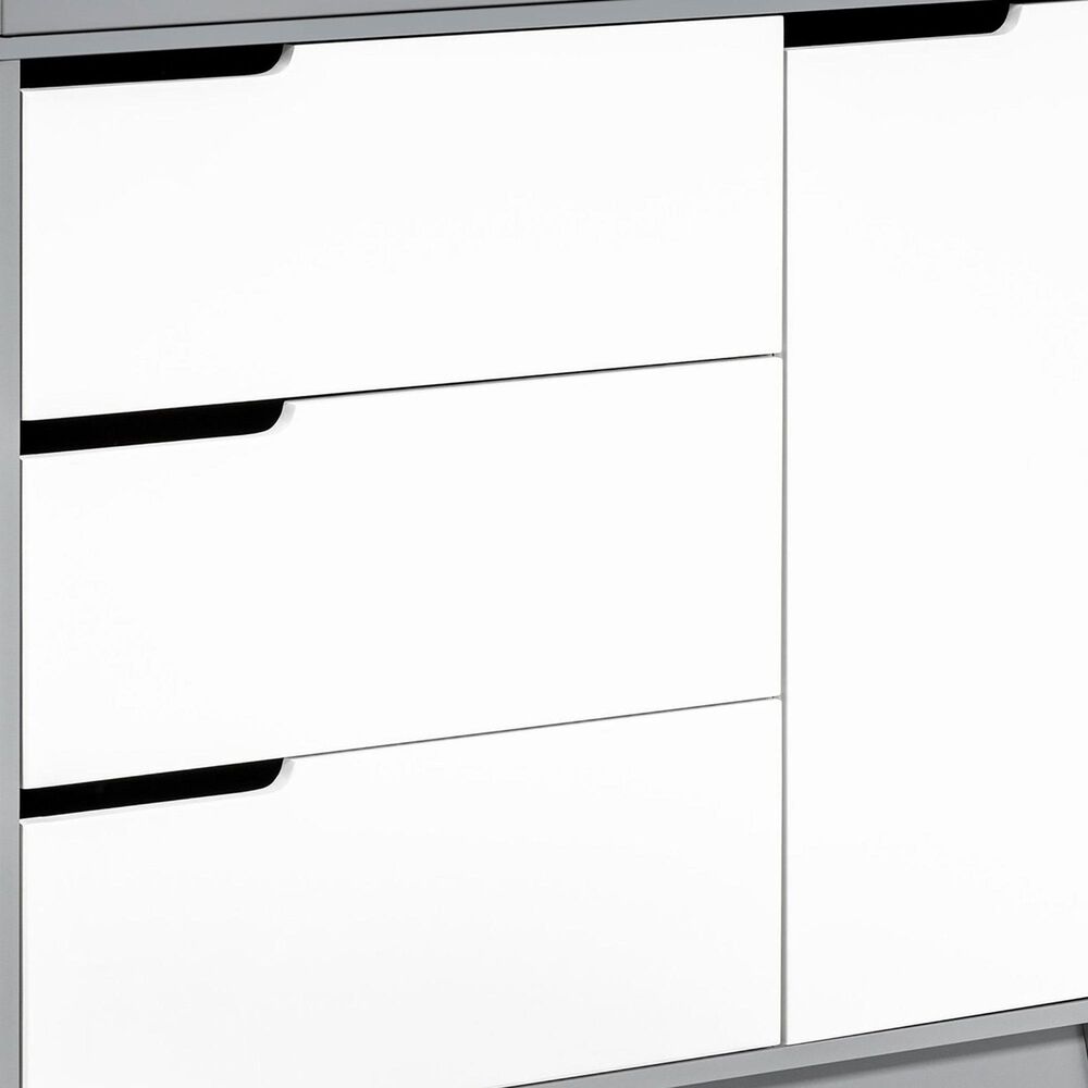 Babyletto Hudson 3 Drawer Changer Dresser in Grey and White, , large