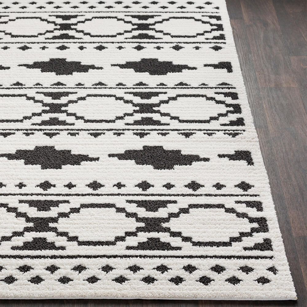 Surya Moroccan Shag MCS-2305  7&#39;10&quot; x 10&#39;3&quot; Black and White Area Rug, , large