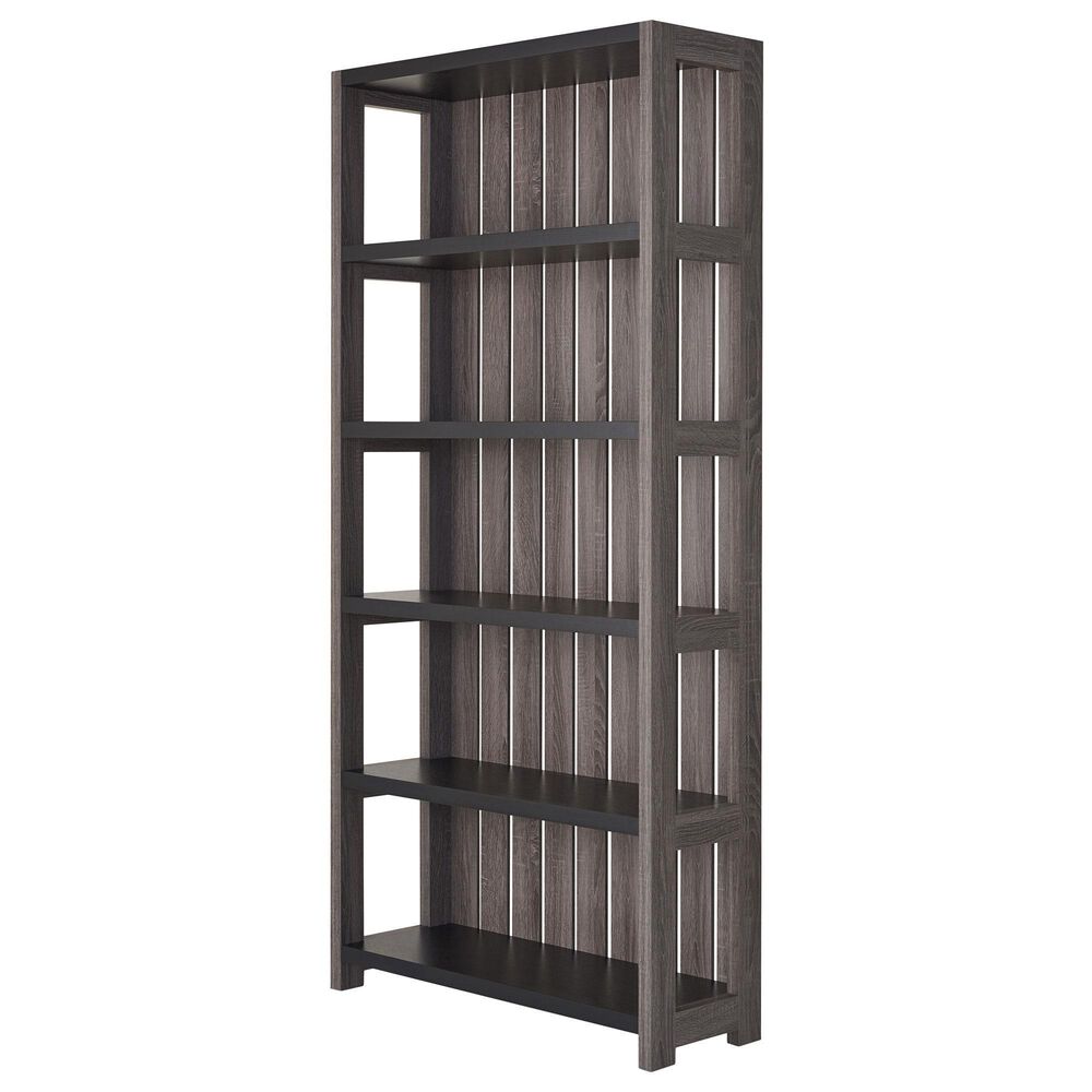 Furniture of America Moyer 5 Shelves Bookcase in Black and Gray, , large