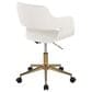 Lumisource Margarite Task Chair with White Faux Leather Cushion in Gold, , large