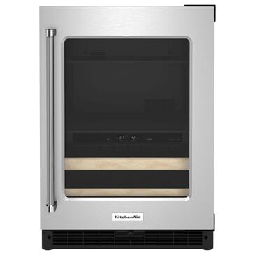 KitchenAid 24" Beverage Center with Right Hinge, Wood-Front Racks in Black and Stainless Steel, , large
