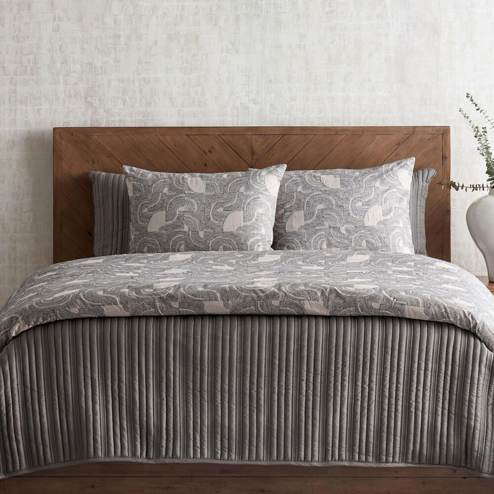 Ann Gish Rib 3-Piece Queen Coverlet Set in Slate, , large