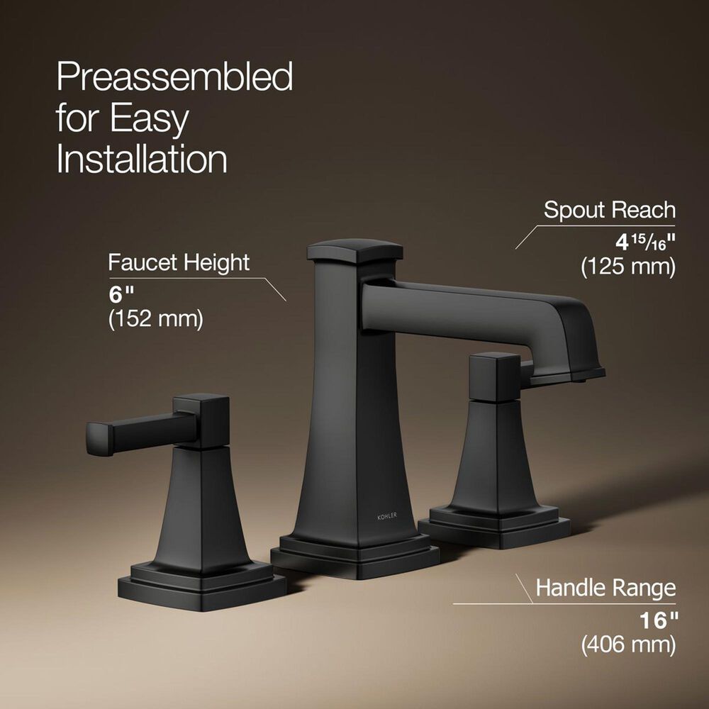 Kohler Riff Widespread Bathroom Sink Faucet in Matte Black, , large